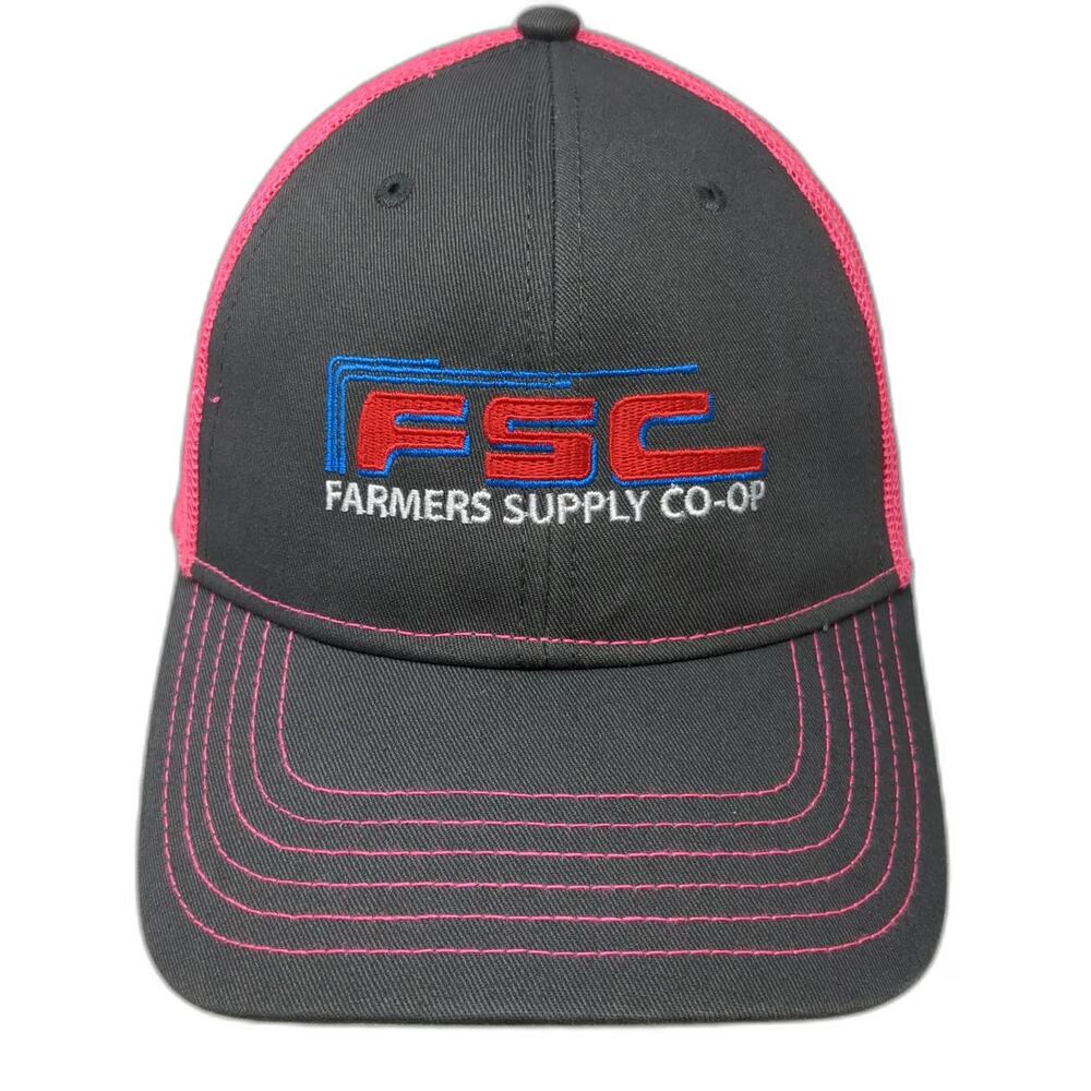 Cap America Gray Pink One Size Trucker Hat Farmers Supply Co-op Mesh Snapback